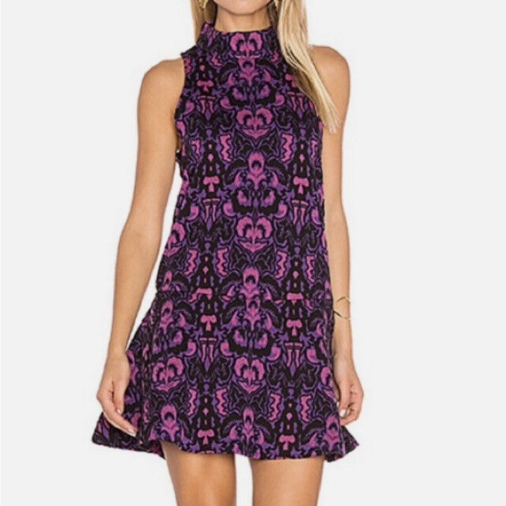Free People Amelia Knit Dress Floral Purple Size SP New With Tag